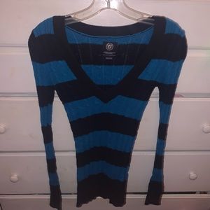 american eagle blue striped sweater